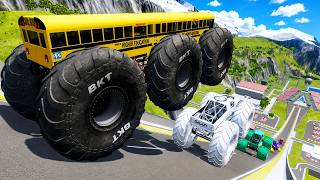 Epic High Speed monster trucks jumps stunts & crashes #164 | BeamNG Drive screenshot 2