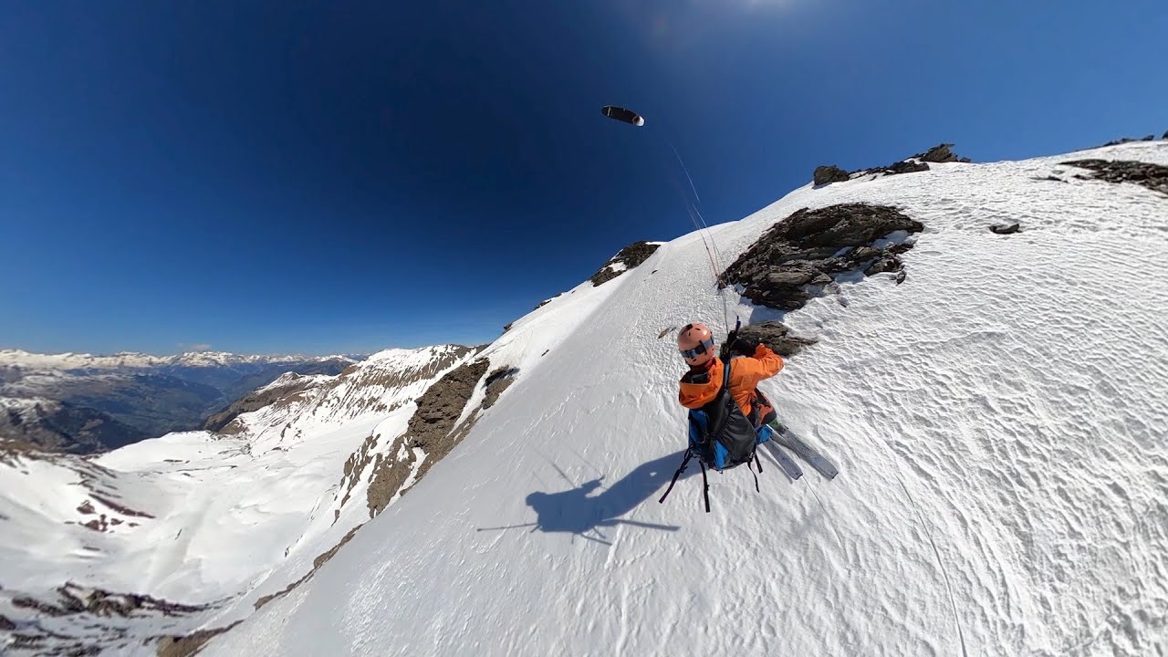First Snowkite Rideup on Piz Curver in Switzerland