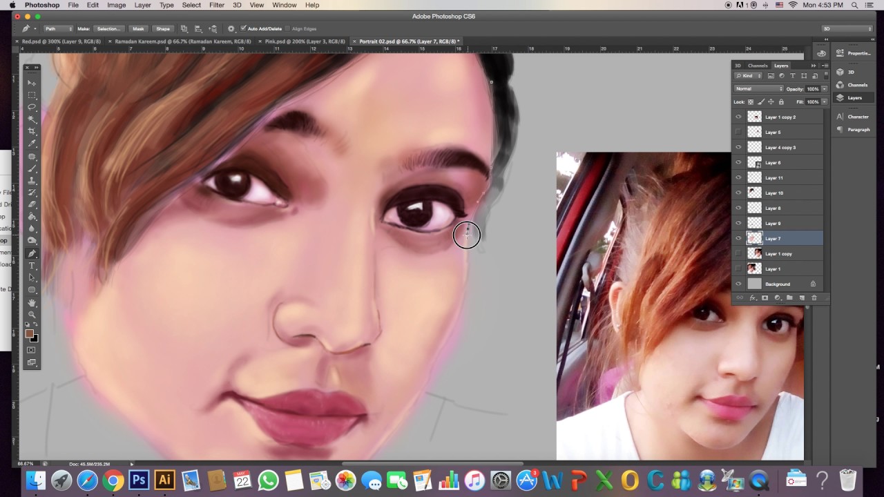 How to draw in Photoshop # Easy method portrait Painting Tutorial by ...