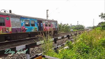 Electric Multiple Unit local train skipping and crossing on beautiful classic curve