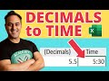 Decimal to time in excel