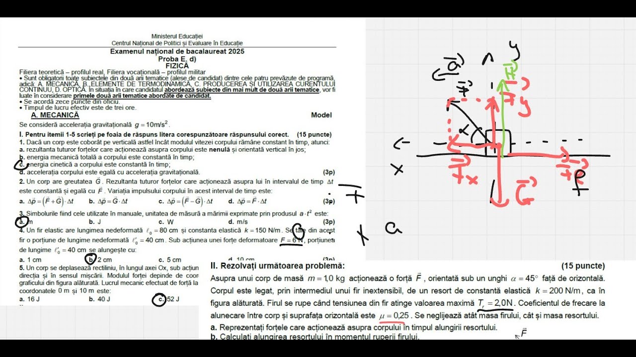MODEL BAC FIZICA 2025 -- Rezolvare