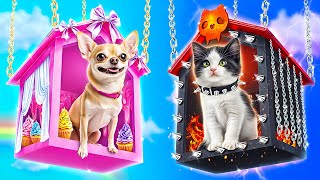 видео: Хорошая собака vs плохая кошка! Мы построили секретные домики для питомцев! картинка: Хорошая собака vs плохая кошка! Мы построили секретные домики для питомцев!