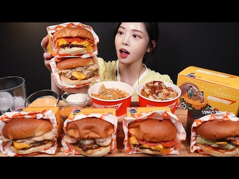 SUB)육즙팡팡 버거앤프라이즈 수제버거 먹방🍔🍟 베이컨더블치즈버거 트러플버거 디아볼라버거에 아보카도프라이까지 햄버거 꿀조합 리얼사운드 Hamburger Mukbang Asmr