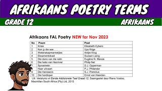 IMPORTANT Afrikaans Poetry Terminology (Grade 12 Afrikaans)