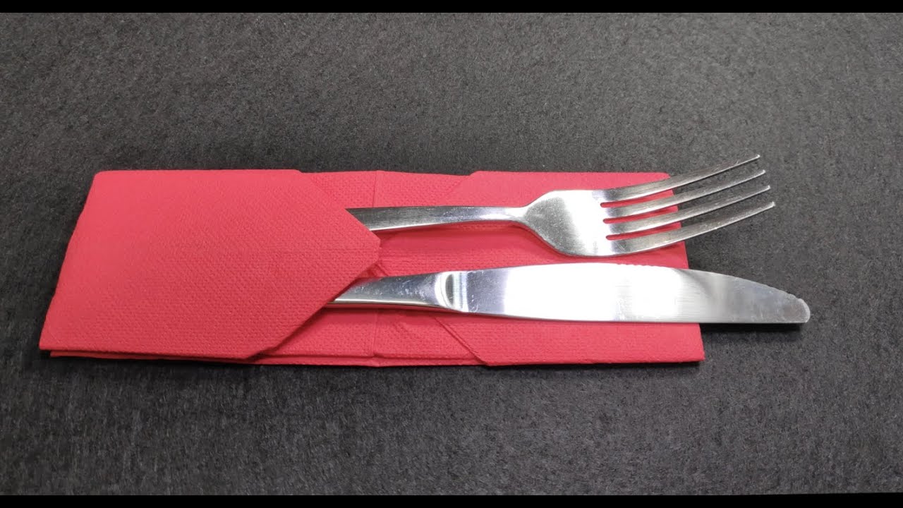 Doblar servilleta de papel para cubiertos. - YouTube