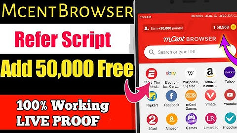 #mcentbrowserscript Mcent Browser Refer Script || Add 50,000 Points For Free || Hindi ||.