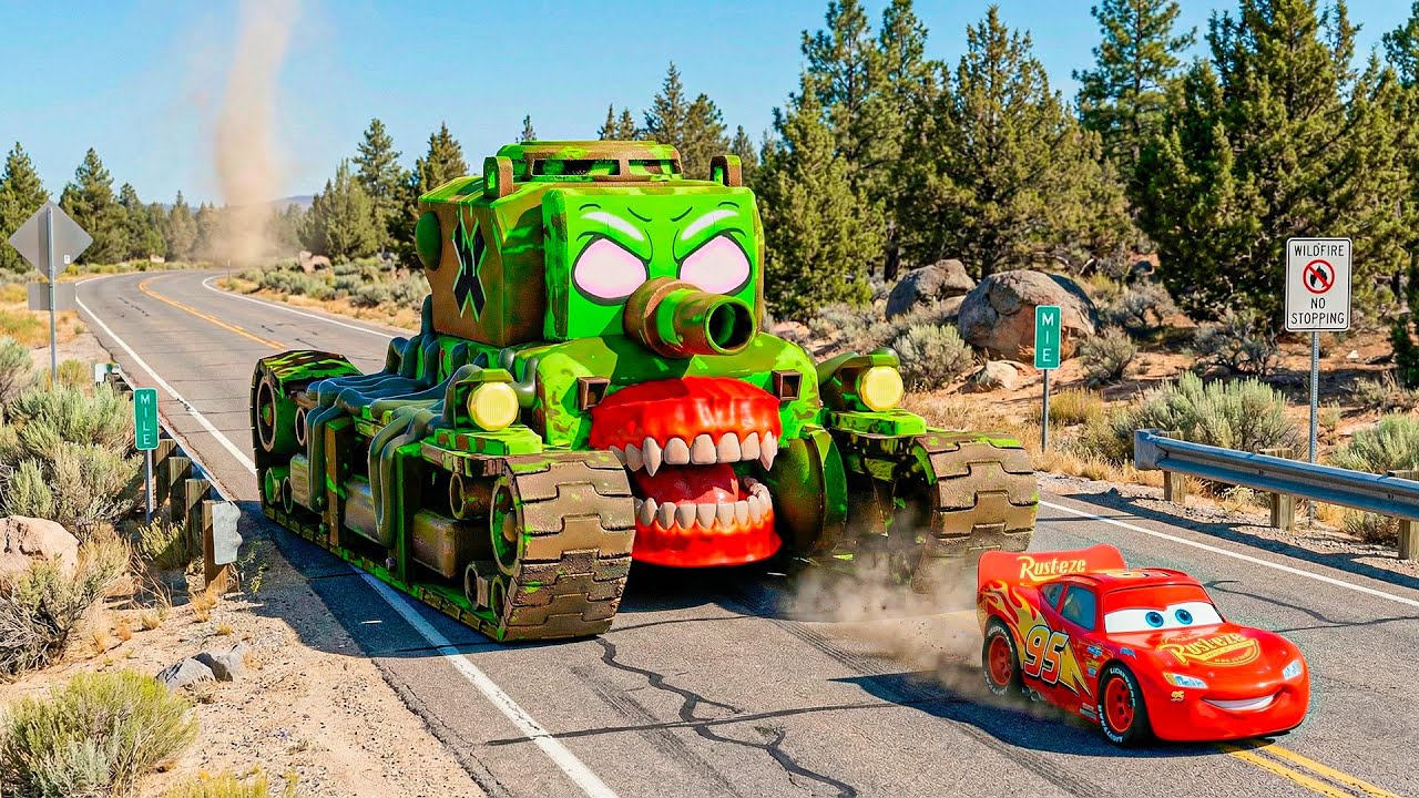 Epic Escape from Zombie: McQueen Vs Big & Small ZOMBIE TANK Eater Cars in BeamNG.drive