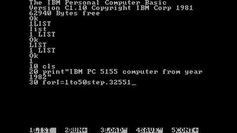 IBM PC 5155 [BASIC test] (1982) International Business Machines