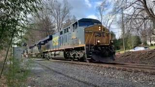 BNSF ​ethanol train & CSX Mixed Freight with 6 Engines