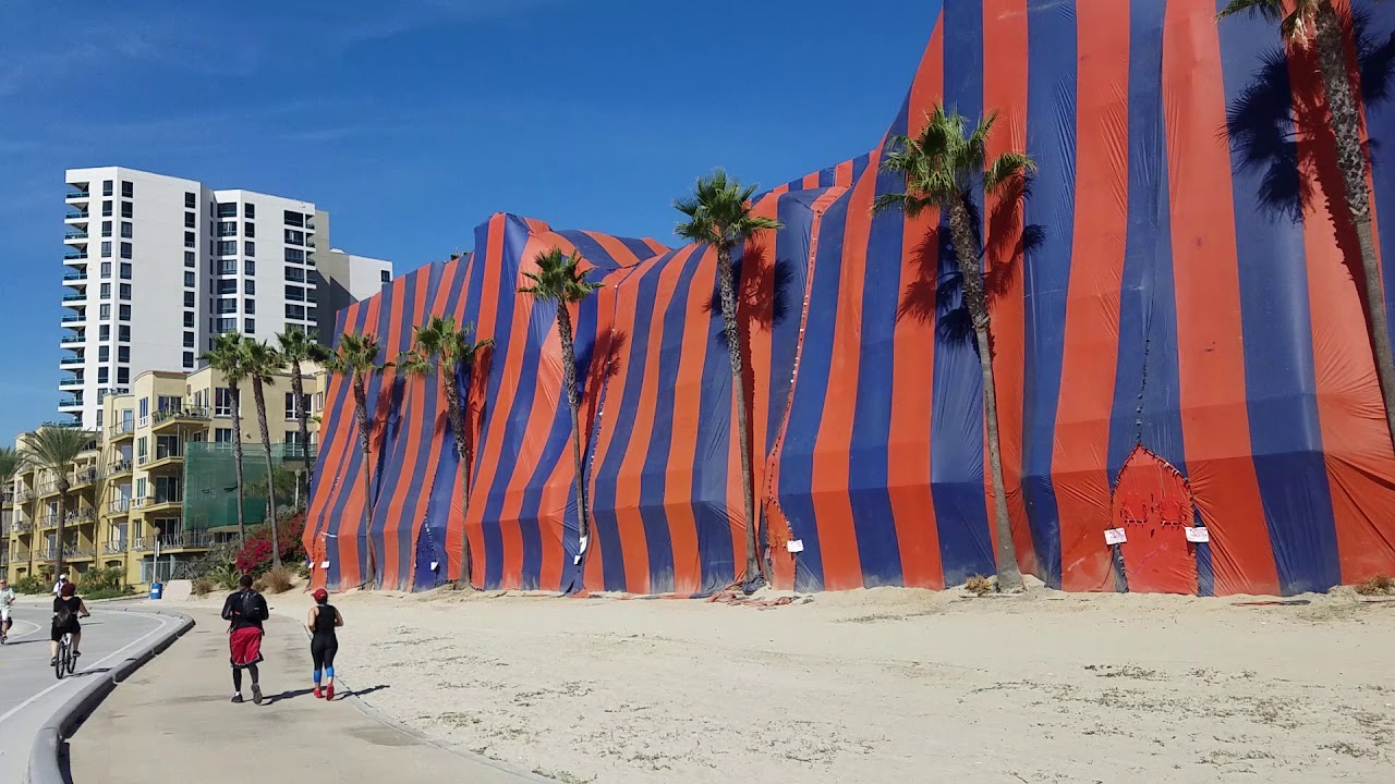 Huge block long fumigation tent on beach