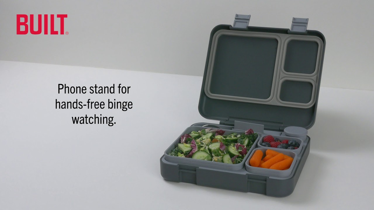 Built Lunchbox with Utensils (Cool Grey) - Built NY