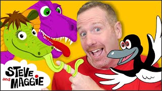 surprise game with toys and more with steve and maggie dinosaur safari story for kids