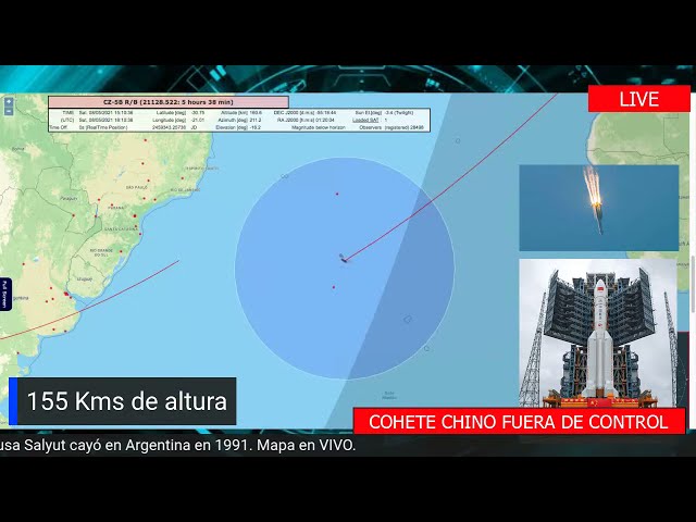 Cohete Chino descontrolado en VIVO - Español