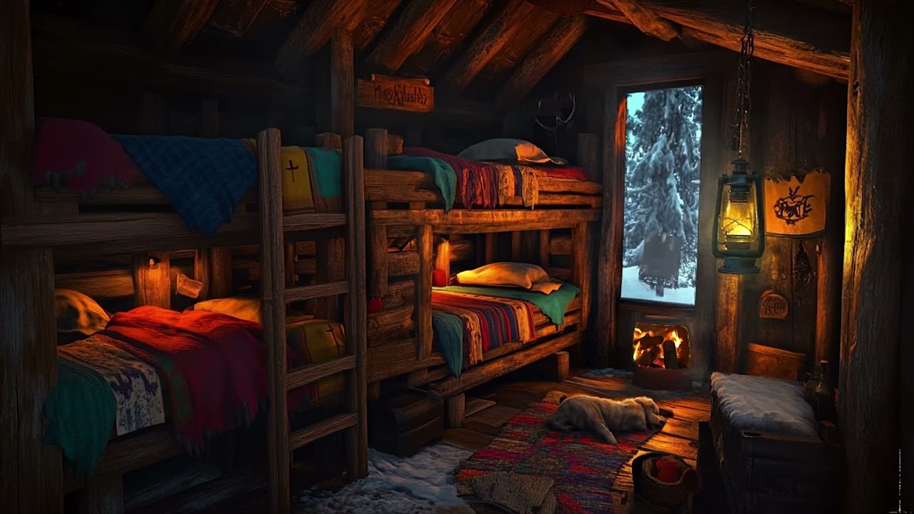 Sleeping in 5 minutes? EASY! Winter cabin, fireplace, and blizzard