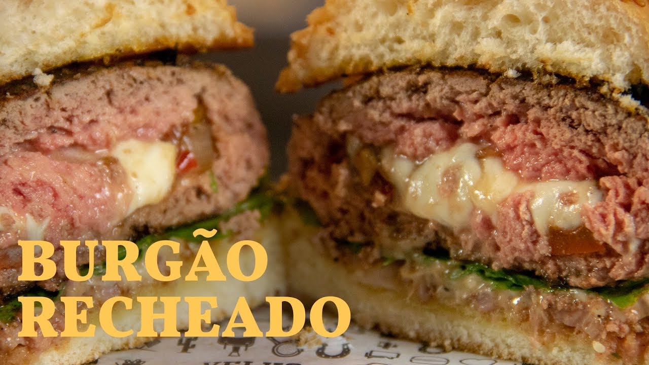 Hamburguer recheado  com pimentoes caramelizados
