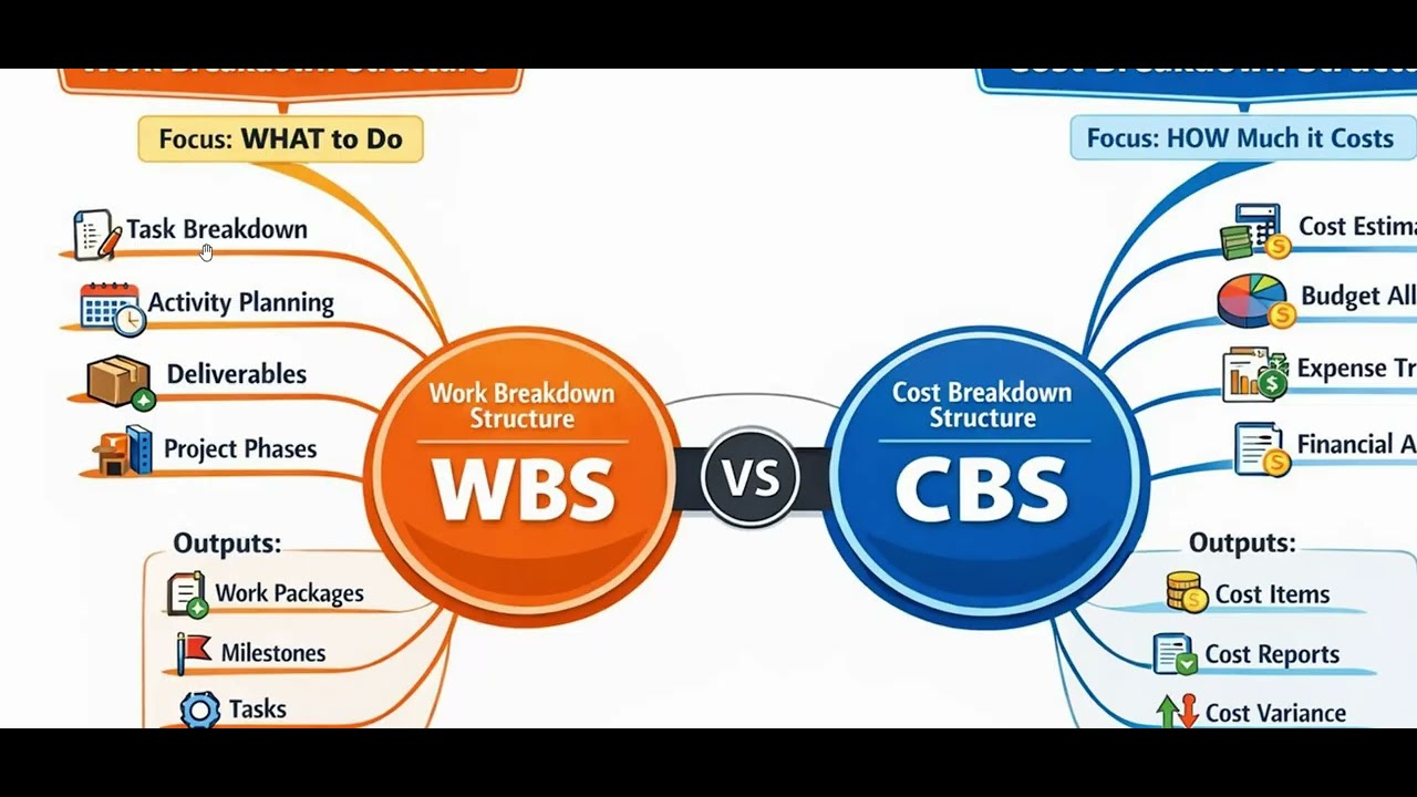 WBS vs CBS 🔥 الفرق الحقيقي بين هيكل تجزئة/ تقسيم الأعمال وهيكل تقسيم ...