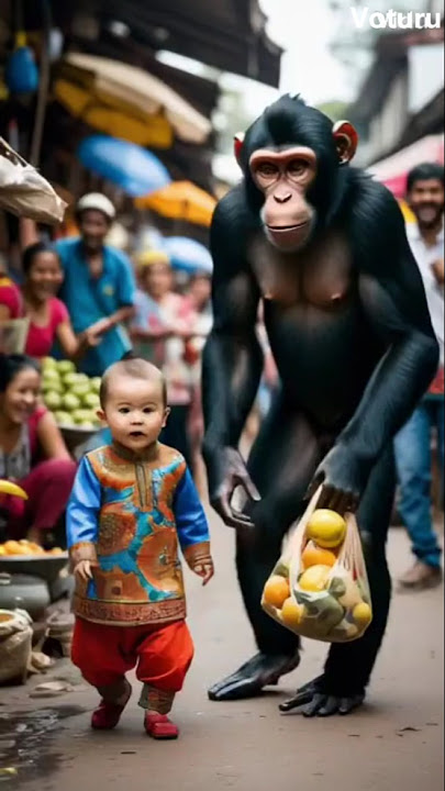 Adorable Baby With Monkey #ytshorts #baby #shortsfeed #shorts #monkey  14