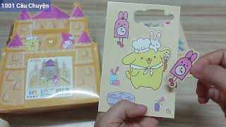 Thiết kế sticker Lâu đài vàng - Trang trí nhanh Lâu đài cute với đồng hồ, bồn tắm,hoa, tủ lạnh giấy