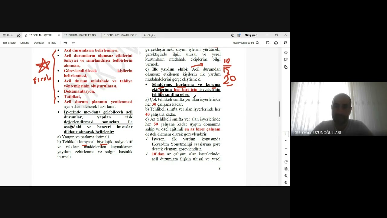 3.DERS- İŞYERLERİNDE ACİL DURUMLAR HAKKINDA YÖNETMELİK