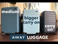 AWAY LUGGAGE Which size is for YOU? | Carry on, Bigger Carry On, Medium | This or That