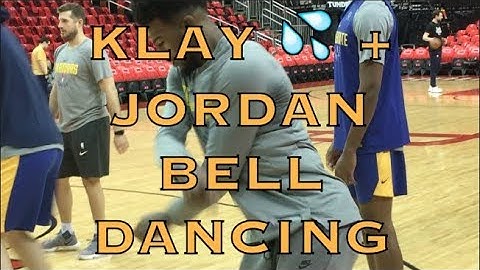 Klay Thompson + bonus Jordan Bell dancing at morning shootaround before 2018 WCF G7