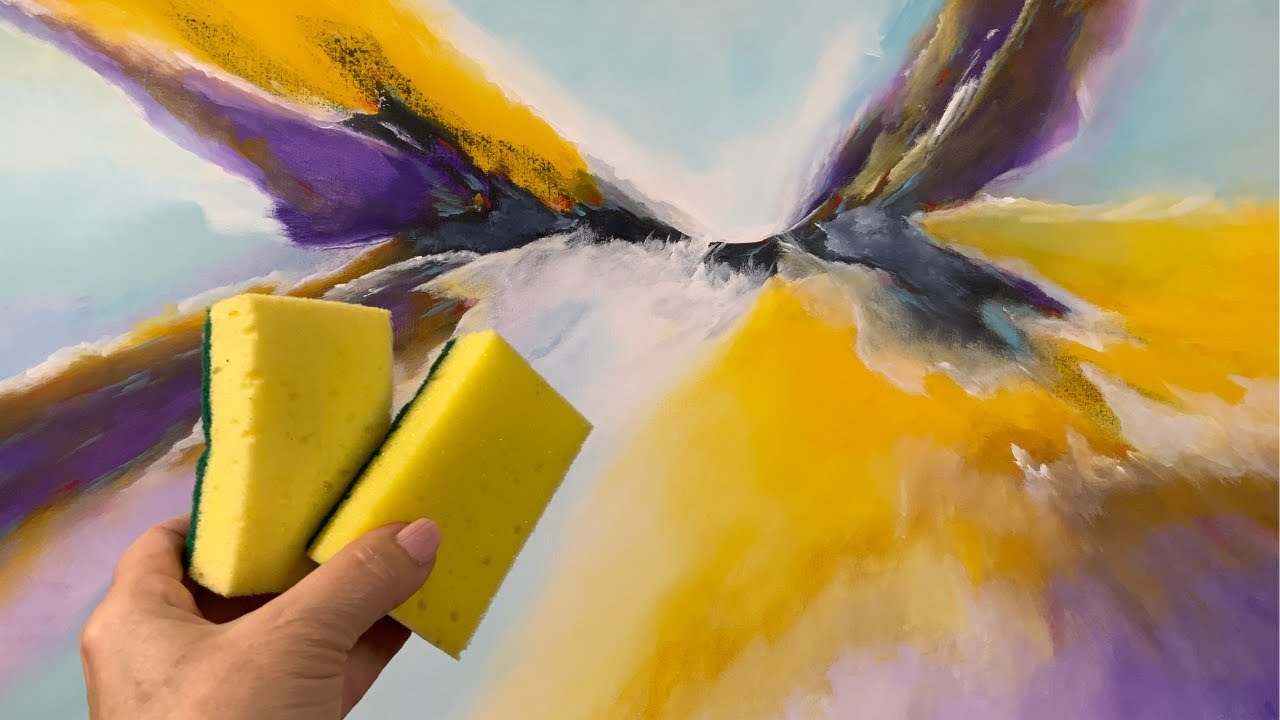 Создание абстрактного искусства с помощью простой кухонной губки #362