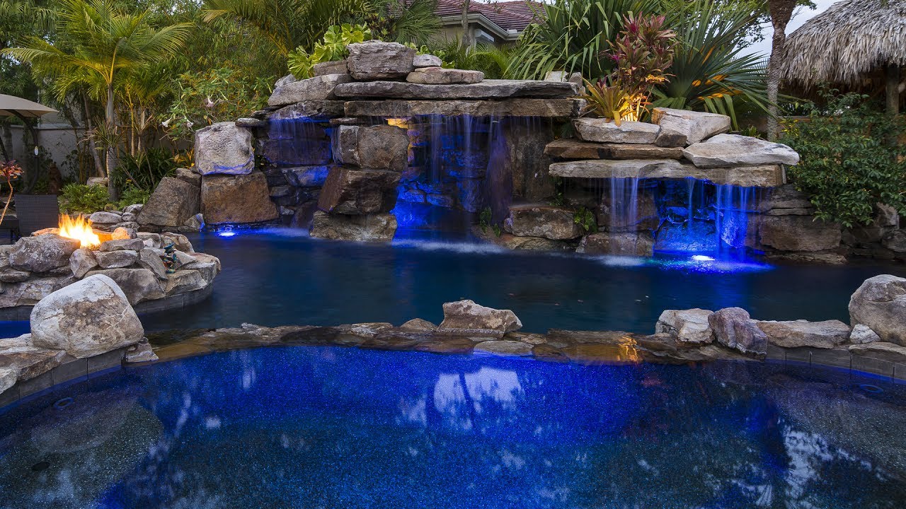 Lucas Lagoons - Siesta Key Rock Waterfall Pool with Grotto, Spa and Stream