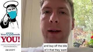 Thumbnail for Joe Lycett: "Support this campaign to stop the NHS being sold to greedy American corporations."
