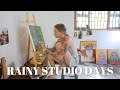 Cozy art vlog  paint with me flow state  monsoon magic in goa india