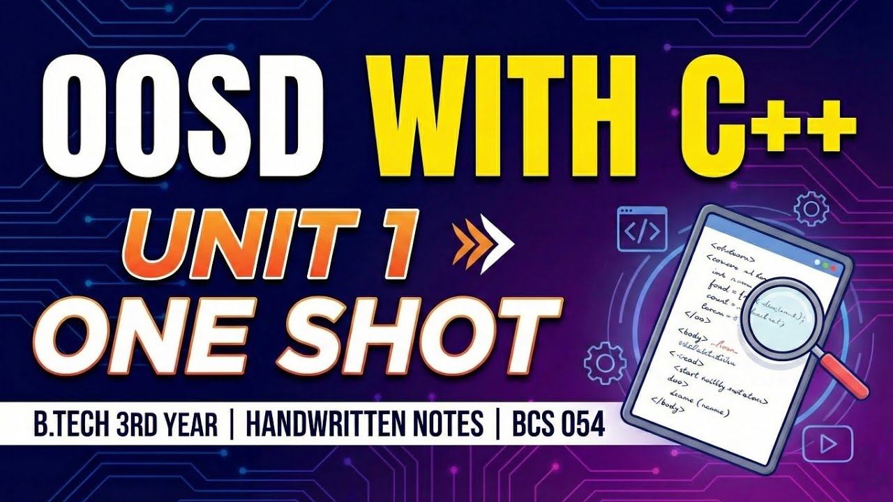 OOSD with C++ Unit 1 One Shot | B.Tech 3rd Year | Handwritten Notes ...
