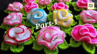 🌹गुलाब फूल, Rose Flower Tikki for Thalpose / Tablemat, How To crochet Rose, Crochet flowers pattern
