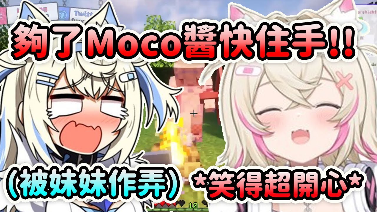Moco醬終於成功虐姐姐Fuwawa了！一直用釣竿作弄姊姊把害姊姊快死掉了ww【FuwaMoco】【Hololive 中文】