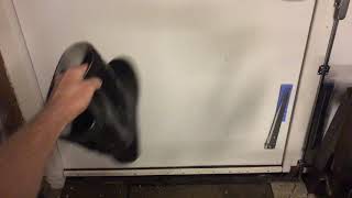 Hitting two boots against each other 18 times