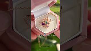 Butterfly Amethyst Necklace Nature Inspired Gemstone Pendant Fairytale Garden Jewelry
