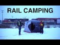 Urban camping beside rail line