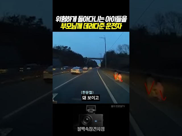 위험하게 돌아다니는 아이들을 부모님께 데려다준 운전자 #블랙박스 #한문철tv #교통사고