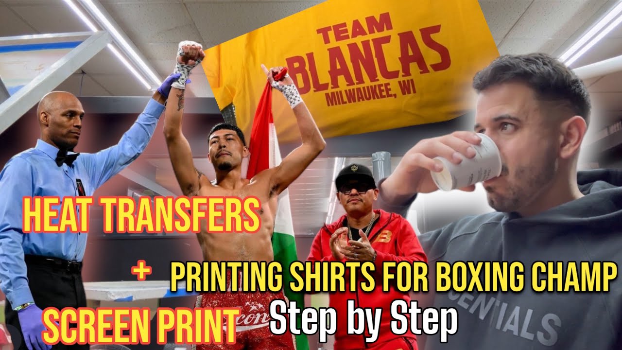 Step by step t-shirt screenprinting & Heat Transfer Tutorial 4 Benavidez boxing Champ David Blancas!