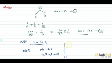 "50 is divided into two parts such that the sum of their reciprocals is `1/(12)dot`Find the two