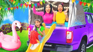 HABITACIÓN SECRETA EN NUESTRA CAMIONETA 🛻👧🏻 Pobre VS Rica | Karla Bustillos