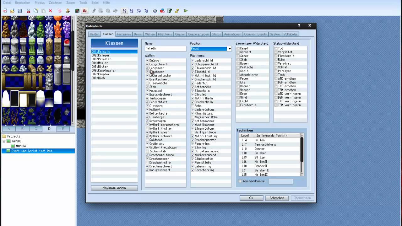 RPG Maker VX Tutorial Events und Datenbank für Anfänger - YouTube