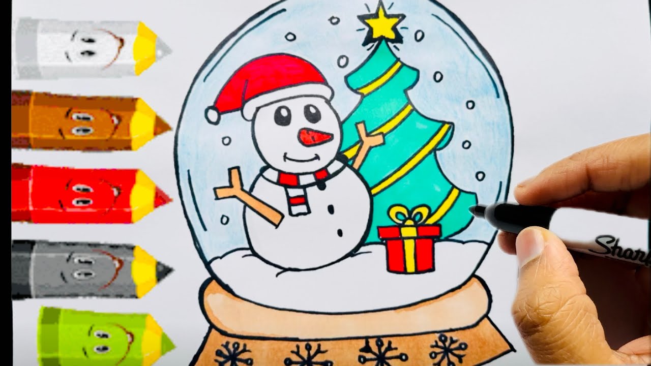 How to Draw A Christmas Snow globe Easy | step by step drawing - YouTube