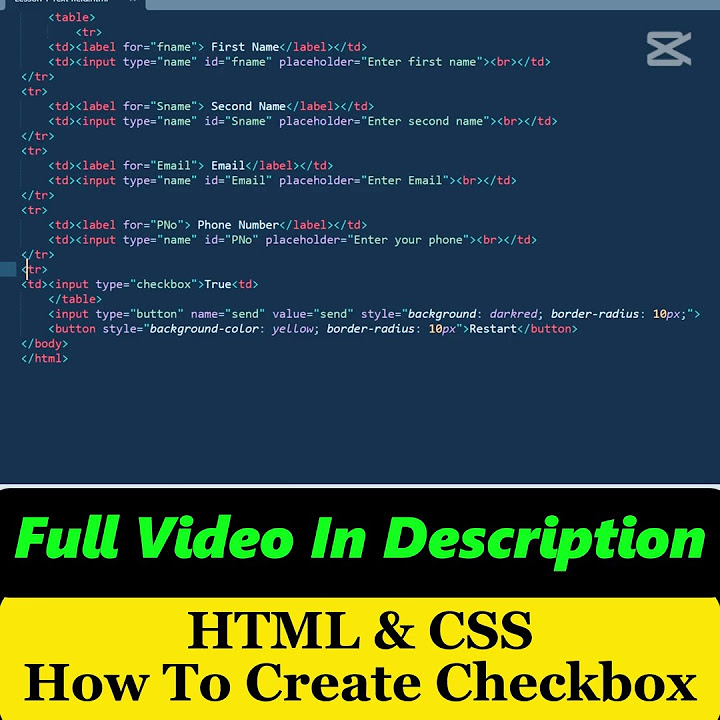 HTML To Create Check Box | HTML & CSS For Beginners| How To Create ...