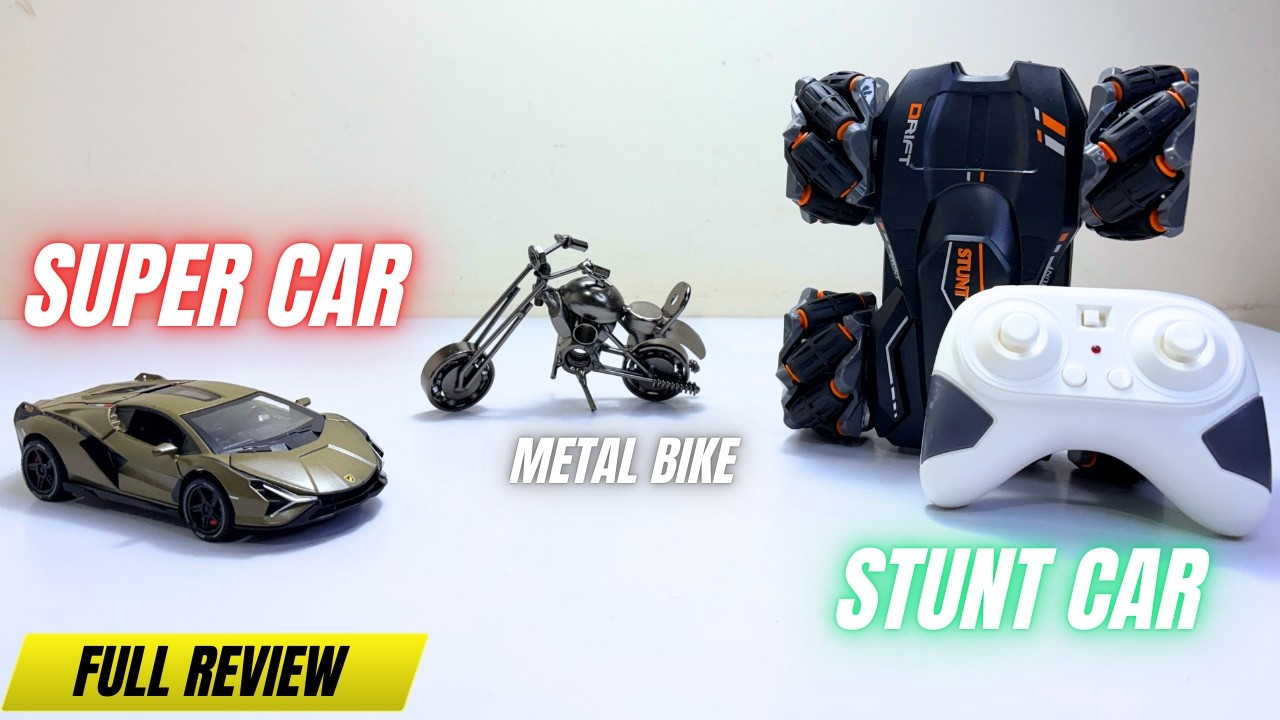 Ferrari Diecast 🔥 Harley Davidson Bike & 360° RC Stunt Car | Unboxing & Power Test