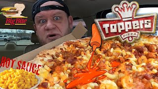 TOPPERS ⭐Buffalo Chicken Mac N Cheese Pizza⭐ Food Review!!!