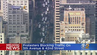Protesters Block Traffic On Fifth Avenue And 42nd Street