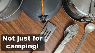 Travel AND backpacking cooking tools (Pots, pans, cups, utensils)