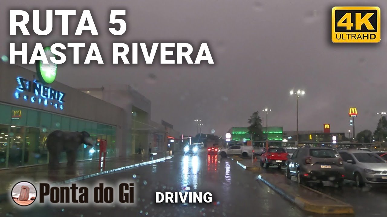 RUTA 5 [URUGUAY] hasta RIVERA con lluvia #driving TOUR 80 KM sin CORTES desde Peaje Manuel Diaz
