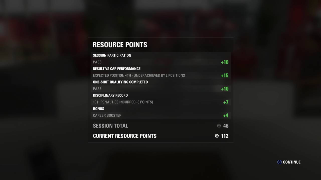 F1 2016 - Career: Resource Points Awarded (Pass Bonus, Penalties Statistical Information) Gameplay