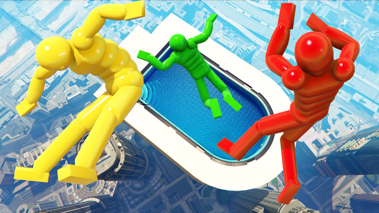 Euphoria Dude Large Water Pool Jumps and Ragdoll Testing in GTA 5